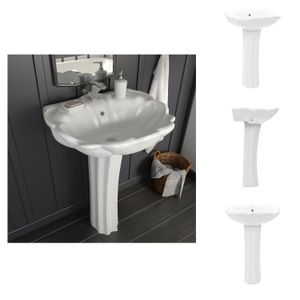 vidaXL Freistehendes Waschbecken mit Säule Keramik Weiß 580x510x200 mm -  Badezimmer-Waschbecken