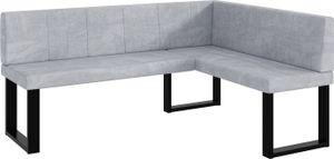 MEBLINI Eckbank für Esszimmer - Küchenbank - Essecke - Sitzecke Küche - PETER - U-Beine 128x168x87cm Rechts - Hellgrau Samt
