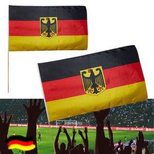 Stabfahne Deutschland 2er Set mit Adler und Stab 90x150cm Flagge Fahne Schwarz/Rot/Gold Fanartikel Fussball
