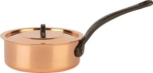 Cuisine Romefort | Kupfersauteuse Ø 16 cm | verzinnt mit Gusseisengriff und Deckel | Kasserolle aus massivem Kupfer