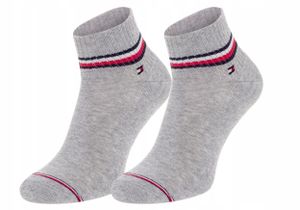 Tommy Hilfiger Pánske ponožky Iconic Quarter Socks 2 Pack 100001094 085 Grey - 39/42