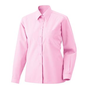 Damen-Bluse, langarm, Kentkragen, tailliert, rosa, Größe 44 : rosa : 44 : 60% Baumwolle 40% Polyester 120 g/m²