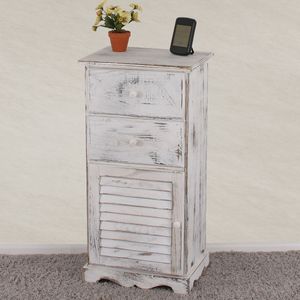 Kommode Schrank, 81x40x32cm, Shabby-Look, Vintage  weiß