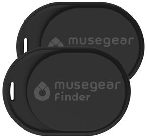 musegear® Schlüsselfinder Mini mit Bluetooth App I Keyfinder laut für Handy in schwarz - 2er Pack I GPS Ortung/Kopplung I Schlüssel Finden