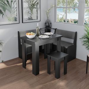 Livinity® Rímska rohová lavica do jedálne, 120 x 120 cm, čierna