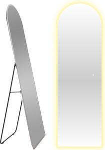 Sensahome oválné stojací zrcadlo - s LED osvětlením - bez rámu - zrcadlo po celé délce - zrcadlo bez rámu - stmívatelné - 50 x 160 cm