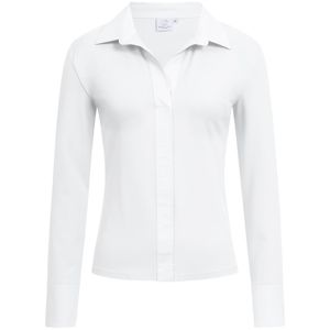 Greiff Corporate Wear Damen Shirtbluse Langarm Kragen V-Neck Regular Fit Baumwollmix Stretch ® Weiß M