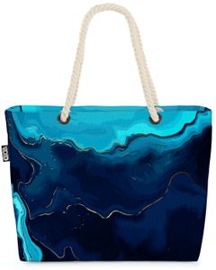 VOID Blauer Marmor  Strandtasche Shopper 58x38x16cm 23L XXL Einkaufstasche Tasche Reisetasche Beach Bag