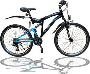 24 Zoll Fahrrad SHIMANO  21-Gang MTB Fahrrad mit Vollfederung & Beleuchtung OXT-Blue