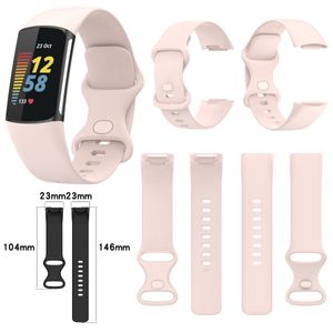 Pre Fitbit Charge 6 / 5 Silikónový remienok hodiniek Pánska veľkosť L Pink