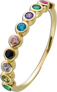 Ring Gelbgold 333 8 Karat 10 bunte Zirkonia Zargenfassung 19 Ring Gelbgold 333 8 Karat 10 bunte Zirkonia Zargenfassung 19