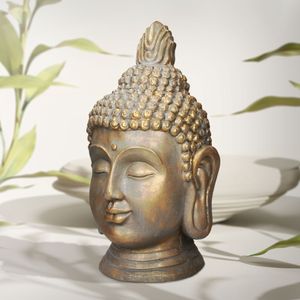 ECD Germany Buddha Figur, 53 cm, Bronze, aus Polyresin