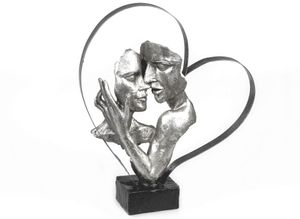 Formano Skulptur Büste Paar in Herz 37 cm silber - schwarz