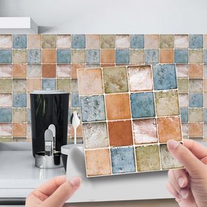 18 Stück Selbstklebende Wandaufkleber Wasserdichte Mosaik-3D-Fliesenaufkleber,Farbe: 2 # Bunt