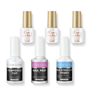 COSCELIA Base&Top Coat 10ml Nail Prep Dehydrator und Nail Primer 15ml mit UV Nagellack für Nagel-Design Nagel Kunst