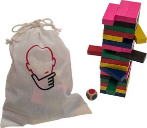 Wackelturm - sechsfarbiges Stapelspiel aus Holz
