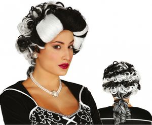 Vampir Barock Gräfin Baroness Perücke zweifarbig für Halloween & Fasching