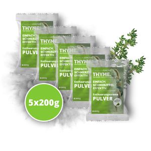 5x200g (1000g) Capillum AMOVE Thyme Enthaarungscreme als Pulver mit natürlichen Kräutern Thymian
