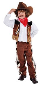 M212009-164 braun Kinder Cowboy Kostüm Wild West Anzug Hose Weste Gr.164