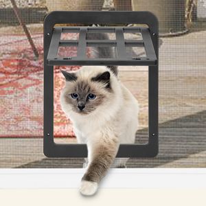 Yakimz Katzenklappe Haustiertür Magnetisch Hundeklappe Katzentür für Fliegengittertür Hunde Eingangskontrolle Katzendurchgang 34x44cm