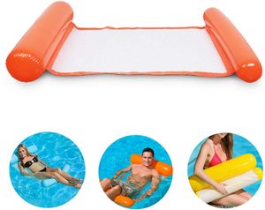 Aufblasbare Wasser-Hängematten-Bettliege, leichtes Schwimmbett, faltbare Liege, Schwimmsessel-Matte (Orange)