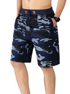 Herren Mid Tailled Beach Shorts Workout Camouflage Print Sommer Short Hosen Freizeit gerade Beinböden,Farbe:Tarnblau,Größe:7xl