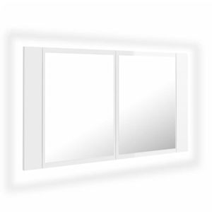 vidaXL LED koupelnová zrcadlová skříňka s vysokým leskem bílá 80x12x45 cm Akryl