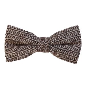 DonDon Herren Fliege 12 x 6 cm kariert gebunden und stufenlos justierbar aus Baumwolle im Tweed Style braun