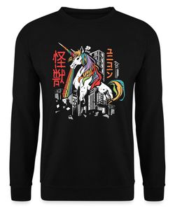 Kaiju Einhorn Japanisches Monster Unicorn - Anime Japan Ästhetik Unisex Pullover, Schwarz, M