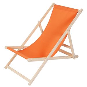Mucola plážové lehátko skladacie plážové lehátko drevené záhradné lehátko ležadlo skladacie ležadlo - oranžová
