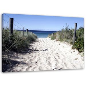 Feeby Leinwandbild auf Vlies Dünen Weg Strand Meer 120x80 Wandbild Bilder Bild