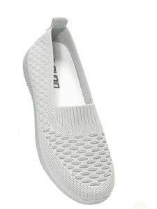 Damen Slipper Sneaker Schlupfschuhe Stoffschuhe Strech-Spann Slip-On Atmungsaktiv Komfort Grau 39 209