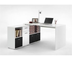 FMD furniture 353-001 Schreibtisch-Winkelkombination in Ausführung Weiß, Maße Tisch ca. 136 x 74,5 x 67 cm / Maße Regal ca. 136 x 70,5 x 33 cm (BxHxT)
