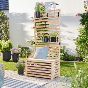 HOME DELUXE - Balkon-Sichtschutz - ORELIA - Maße 80 x 40 x 171 cm I Gartenbank Sichtschutz Gartentruhe