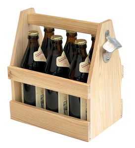 DanDiBo Flaschenträger 6 Flaschen Holz Bierträger mit Flaschenöffner 93945 Männerhandtasche