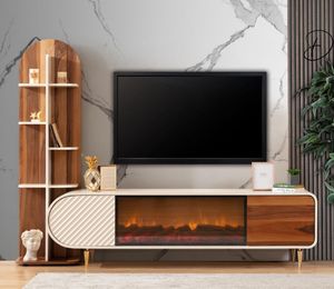 JV Möbel Krbový príborník Fire Imitation Shelf Lowboard Wood New