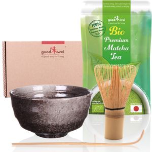 Matcha Teezeremonie Set "Goma" mit Teeschale, Bambusbesen und 30g Premium Matcha