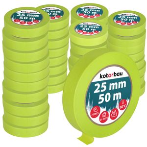 KOTARBAU® 48er Set Neon Malerkrepp 50 m Kreppband  25mm Malerband Abklebeband Maler Klebeband Maler Zubehör Fluoreszierendes Grün Kreppapier Malerbedarf