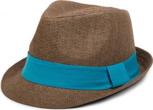 styleBREAKER Trilby Hut, leichter Papierhut mit kontrastfarbigem Zierband, Uni 04025002