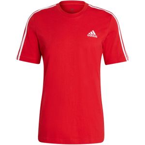 adidas T shirt Herren Rundhals im 3 Streifen Design, Größe:M, Farbe:Rot