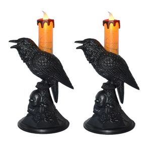 2 Stück Halloween Krähe LED-Kerzen, Flammenlicht LED Kerze, Halloween Flammenlose Kerzen, LED Halloween Kerzen Flackernd