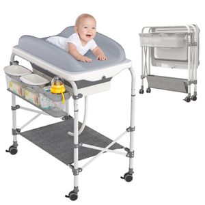 JNGLGO Prebaľovanie detí 88X52X101cm Skladací prebaľovací stôl s vaňou Prebaľovacia jednotka Mobilná prebaľovacia jednotka s kolieskami Prebaľovacia stanica Výškovo nastaviteľná s úložným košom Kombinácia na prebaľovanie vo vani JNGLGO Prebaľovanie detí 88X52X101cm Skladací prebaľovací stôl s vaňou Prebaľovacia jednotka Mobilná prebaľovacia jednotka s kolieskami Prebaľovacia stanica Výškovo nastaviteľná s úložným košom Kombinácia na prebaľovanie vo vani