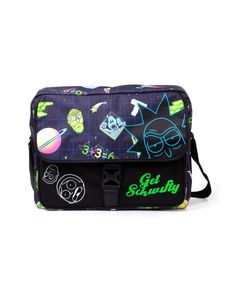 Rick And Morty - Space AOP With Flock Print Messengerbag Black