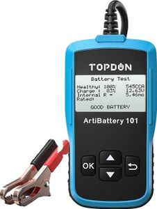 Tester autobaterií, kompatibilní s 6V/12V, kapacita 2000CCA, AB101