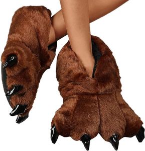 ASKSA Uni měkké plyšové bačkory zvířecí kostým Tlapka dráp boty, hnědá, velikost: 36-42
