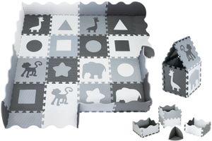 XXL Krabbelmatte Puzzelmatte mit Rand Spielmatte für Babys und Kleinkinder 150 x 150 x 1 cm + Wasserdicht - Grau