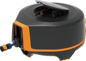 Fiskars Schlauchtrommel Schlauchtrommel Wasser mit Schlauch, Bewässerungs-Set, 25m Reichweite, (1/2 Zoll Schlauchwagen, Wasser All in One Set, Schlauchwagen Garten Bewässerungsschlauch mit Universal-Hahnverbinder), Wasserschlauch Garten mit automatischen Aufrollen, Gartenschlauch