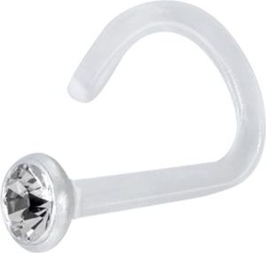 Karisma Nasenpiercing Bioplast Mit Kristall Elements 0,8mm Nasenstecker - Weiss