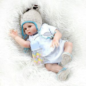 19" Bebe Puppe Reborn Baby Boy Doll Ganzkörper Silikon Vinyl Anatomisch Korrekt
