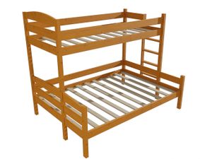 Patrová postel s rozšířeným spodním lůžkem PPS 001 (Rozměr: 90/140 x 200 cm, Umístění žebříku: vpravo, Barva dřeva: moření olše)